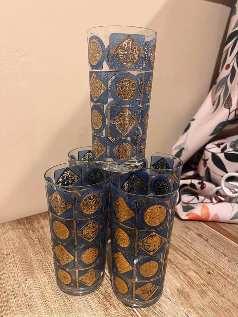 (5) CULVER SIGNED GOLD PLATED AND TURQUOISE HIGHBALL GLASSES